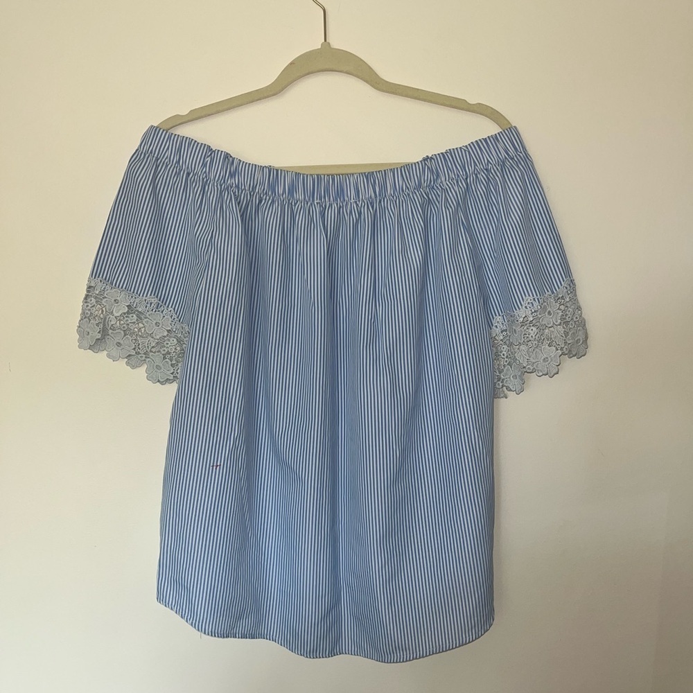 Kontrol Contemporary Striped Off the Shoulder Top - Picture 7 of 8